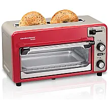 Forno Elétrico de Bancada 2 em 1 com Torradeira, 110v, HAMILTON BEACH 22724, Vermelho