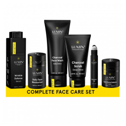 Kit Skincare de Cuidados com a Pele para Homens com 6 Produtos para o Tratamento Anti Idade, LUMIN, Preto