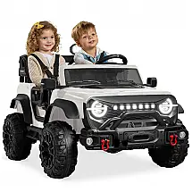 Carro Elétrico Infantil Best Choice Products 24V Branco, Caminhão 2 Lugares, com Controle Remoto, Bluetooth, Luzes LED e Capacidade para 60