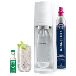 Máquina de Fazer Água com Gás SodaStream Terra Branca com CO2, Garrafa DWS e Gotas Bubly - Transforme Sua Hidratação!