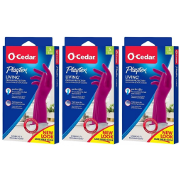 Luvas de Borracha Reutilizáveis para Limpeza, 3 Unidades, Pequena, Playtex, Rosa