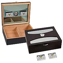 Umidificador de Charutos (Humidor) Prestige Import Group Delano 100 Charutos Tampo de Vidro UV Preto Fosco