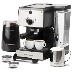 Cafeteira Elétrica Programável Expresso Capacidade de 1,25L Conjunto Barista Panela a Vapor e Bocal, ESPRESSOWORKS AEW1000, Cinza