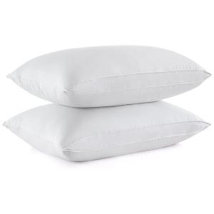 Conjunto de Travesseiros de Penas de Ganso, Tamanho King com 2 Peças e Capa 100% Algodão, Puredown