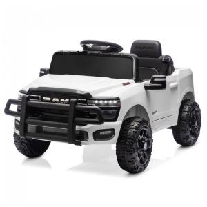 Carro Elétrico Infantil a Bateria 12V com 2 Assentos Luzes LED, MP3 e Controle Remoto, Kidzone, Branco