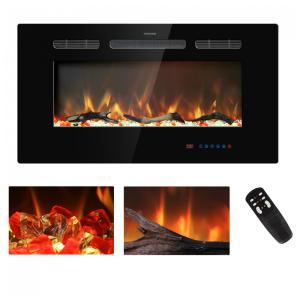 Lareira Elétrica de Embutir A44x83L com Controle Remoto, Tela Sensível ao Toque e Chamas Multicoloridas, 110V 1500W, Kentsky, Preta
