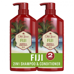 Fiji Shampoo e Condicionador 650 ml de Coco 2 em 1 para Homens, OLD SPICE mei li 115, Vermelho