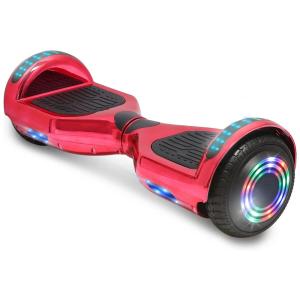 Hoverboard Elétrico com Auto Equilíbrio, Alto Falante Bluetooth Integrado e Luzes LED, TPS, Vermelho