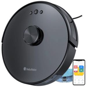 Aspirador de Pó Robô Inteligente e Automático Recarregável 3000 mAh com Controle de Voz e APP, INSTAROBO R1, Preto