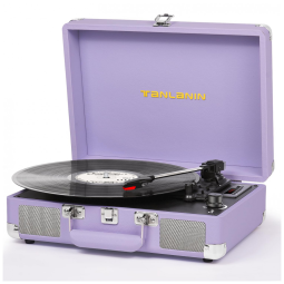 Toca-discos de Vinil com Alto-falantes Integrados Vintage Portátil de 3 Velocidades Maleta Bluetooth com Gravação,TANLANIN,