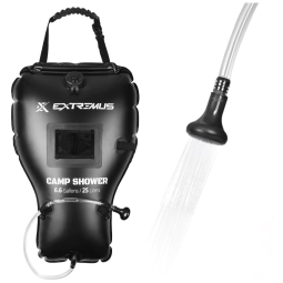 Extremus Chuveiro Portátil 25L com Bomba a Pressão e Mangueira para Acampamento, Preto