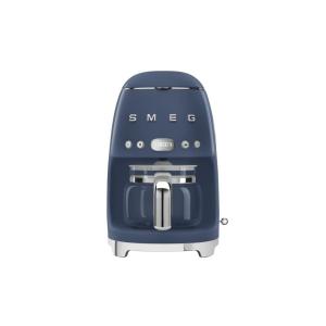 Cafeteira elétrica Smeg retrô azul marinho com jarra de vidro 10 xícaras, programação automática, controle de aroma e placa de aquecimento