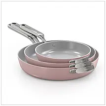 Ninja NeverQuit 3-Piece Ceramic Fry Pan Set. Chai Pink. CQ13000PK2 Chai Pink 3-piece