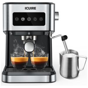 Máquina de Café Expresso Semi Automática Multifuncional com Tela LED, 110V 1350W, ICUIRE, Preta