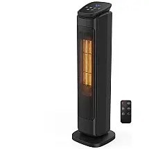 Aquecedor de Torre Comfort Zone 75,01 cm Oscilação 50 graus 1500W ECO Timer 12h Termostato Digital Controle Remoto 120V