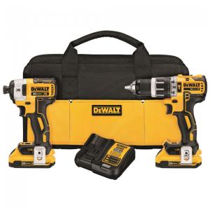 Kit Chave de Impacto e Parafusadeira Compactas 2.0 Ah, 20V, DEWALT DCK287D2, Amarelo