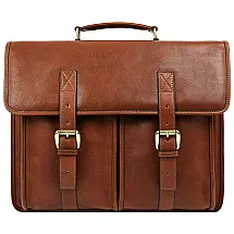 Bolsa Maleta Masculina de Couro Marrom para Laptop até 15,6", TIME RESISTANCE