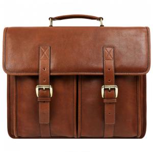 Bolsa Maleta de Couro Masculina para Laptop, TIME RESISTANCE, Marrom