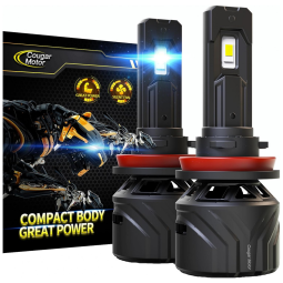 Lâmpada Automotiva 7200lm À Prova Dágua Feixe Ajustável 6000K Fresco, COUGAR MOTOR H11, Preto