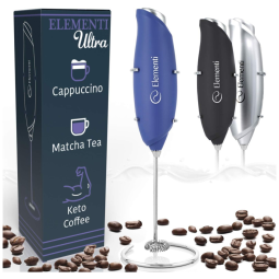 Mixer Espumador de Leite á Bateria, Aço Inoxidável, ELEMENTI , Azul