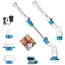 Vassoura Elétrica Rotativa 360 sem Fio com Cabo Flexível e 4 Acessórios, 110v, HAFFYCE JYC02, Azul