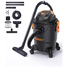 Aspirador de Pó Seco e Úmido 19L, 5.5CV de potência com Extensores, 110v, ENGINDOT, Preto