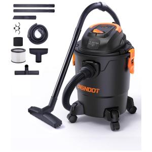 Aspirador de Pó Seco e Úmido 19L, 5.5CV de potência com Extensores, 110v, ENGINDOT, Preto