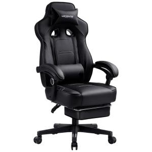 Luckracer Cadeiira de Escritório Gamer Ergonômica e Ajustável em Couro Sintético com Apoio Lombar