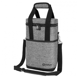 Bolsa Térmica Para Transporte de Vinhos OPUX até 4 Garrafas, Cinza Mesclado