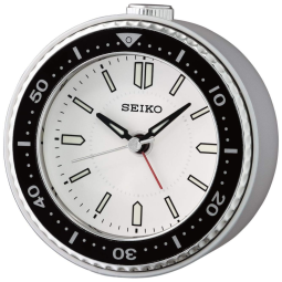 Relógio Despertador de Mesa Analógico e Moderno, a Bateria, Seiko Mai, Prata