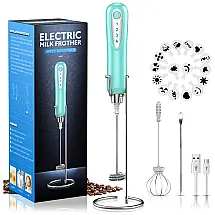 Espumador de Leite Elétrico com Bateria Recarregável USB e 3 Velocidades, XIMU QML 01, Azul