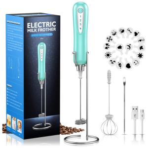 Espumador de Leite Elétrico com Bateria Recarregável USB e 3 Velocidades, XIMU QML 01, Azul