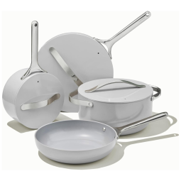 Conjunto de Panelas e Frigideiras Antiaderentes sem Substâncias Toxicas, 12 Peças, Branca, CARAWAY Gray, Branco