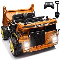 Caminhão Basculante Infantil Elétrico NEWQIDA Laranja 24V 2 Motores Pá Remota Caçamba Elétrica Bluetooth LED Bancos 19"