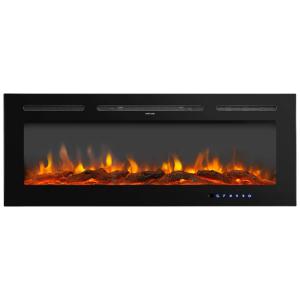 Lareira Elétrica de Embutir A43x152L com Controle Remoto e Temporizador, 110V, AuAg, Preta