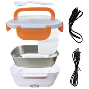 Marmita Elétrica 3 em 1 Portátil 1.5L com Divisórias, 24, 12V, 40W, 110v, XYBF, Laranja