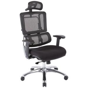 Pro X996 Cadeira de Escritório Ergonômica Giratória com Apoio de Braços e Suporte Lombar Ajustável, OFFICE STAR 99662CHRB 30, Preto