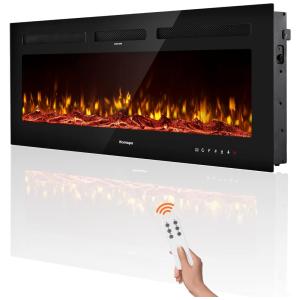 Lareira Elétrica de Embutir A43x152L com Controle Remoto e Temporizador, 110V 1500W, ifomaps, Preta