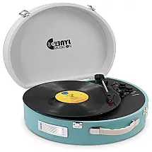 VINYL MUSIC ON VMO 017 Vitrola, Toca Discos c, Plataforma 3 Velocidades, sem fio, 78 RPM, Azul
