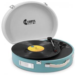 VINYL MUSIC ON VMO 017 Vitrola, Toca Discos c, Plataforma 3 Velocidades, sem fio, 78 RPM, Azul