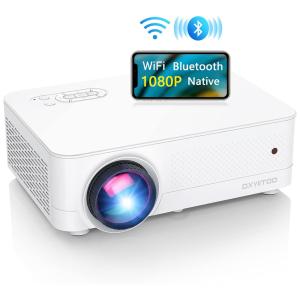 Projetor 1080P HD 4K 9800 Lumens com Bluetooth Compatível com iOS, Android, TV Stick, PS4, HDMI, USB, PPT, EXCEL, Projeta até 450 Polegadas