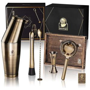 Kit Bn Profissional 24 Peças em Aço Inoxidável, LIQUORKNIGHT, Marrom