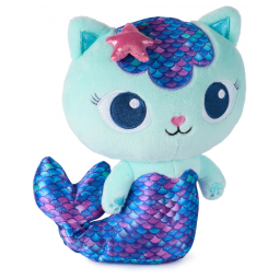 Gabby's Dollhouse: Pelúcia Premium FinTastic MerCat de 25,4cm com Cauda de Sereia Móvel - Brinquedo Interativo para Meninas e Meninos