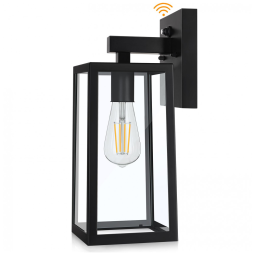 Arandela Luminária Clássica Externa de Parede à prova dágua com Sensor, Base E26, 1 Unidade, SHINE HAI 2032BC LS, Preto