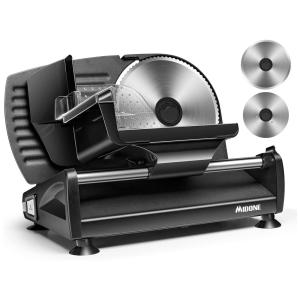 Fatiador de Frios Elétrico, Lâmina de Aço Inoxidável e Espessura Ajustável, 200W, 110v, MIDONE SL4383, Preto