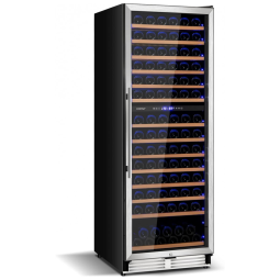 Adega Climatizada de Zona e Dupla para 154 Garrafas com Vidro Temperado, 110V, COSTWAY, Preta