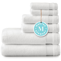 Jogo de Toalhas Macias de Secagem Rápida com 6 Peças e Material 100% Algodão, Martha Stewart