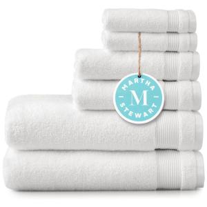 Jogo de Toalhas Macias de Secagem Rápida com 6 Peças e Material 100% Algodão, Martha Stewart