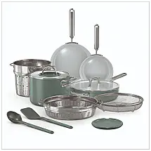 Ninja NeverQuit 12-Piece Ceramic Cookware Set. Forest Sage. CQ19012GN6 Forest Sage 12-piece