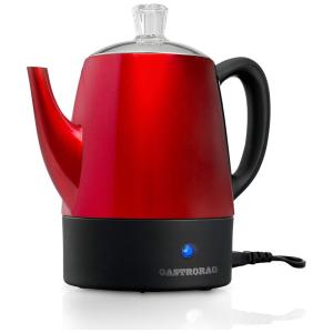 Gastrorag Chaleira Elétrica para Café, Capacidade 1L, Aço Inoxidável, 110V, 800W, Vermelha